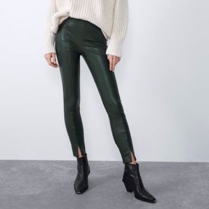 Zara faux leather green leggings